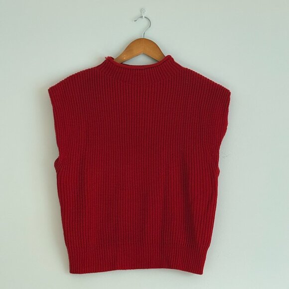 Red Sleeveless Knit Mock-Neck Sweater - Picture 2 of 2